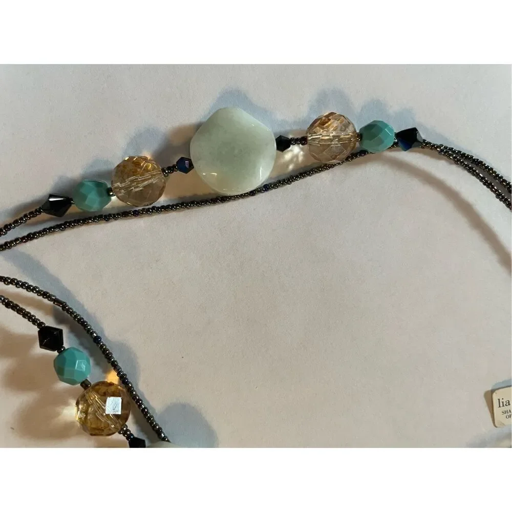 Lia Sophia Jade Beaded Necklace Double Strand